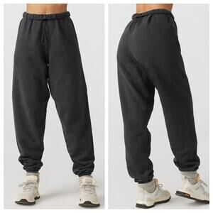 joah brown - oversized jogger pants gathered ankle cuffs knit french terry grey